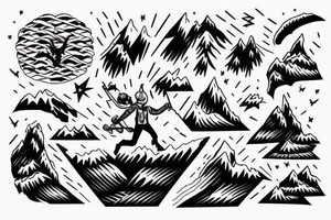 man catching lightning on the top of the mountain tattoo idea