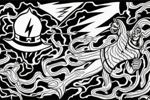 man catching lightning on the top of the mountain tattoo idea