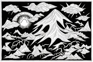 man catching lightning on the top of the mountain tattoo idea