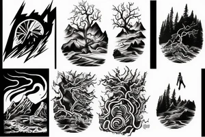 man catching lightning on the top of the mountain tattoo idea