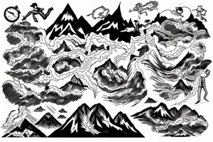 man catching lightning on the top of the mountain tattoo idea