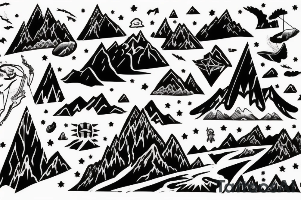 man catching lightning on the top of the mountain tattoo idea