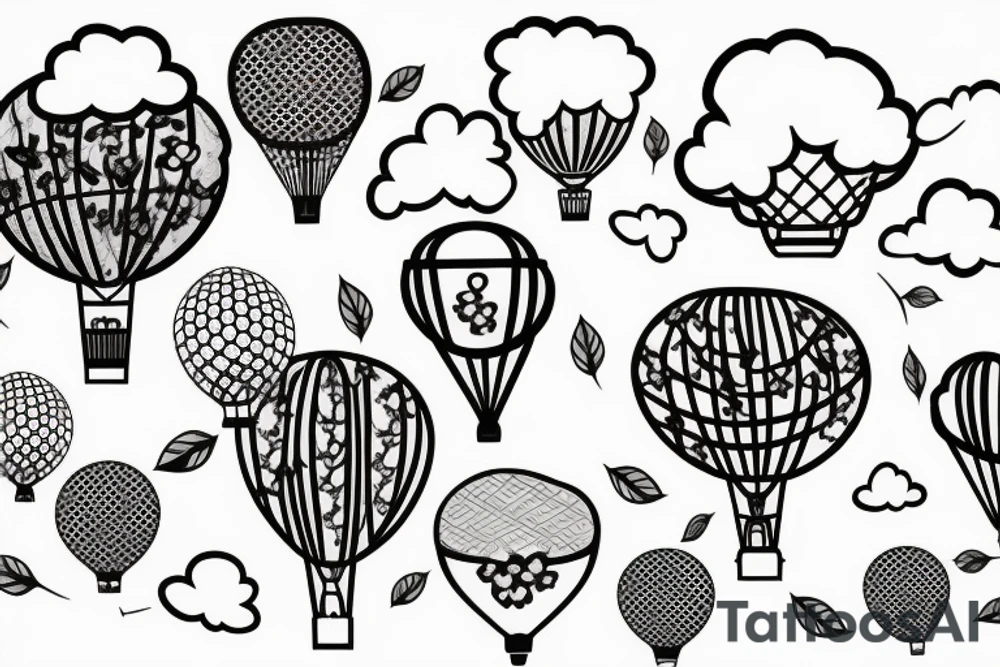 Cherry blossom tree with hot air balloons tattoo idea