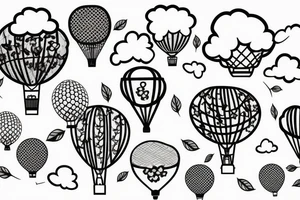 Cherry blossom tree with hot air balloons tattoo idea