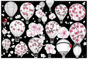 Cherry blossom tree with hot air balloons tattoo idea