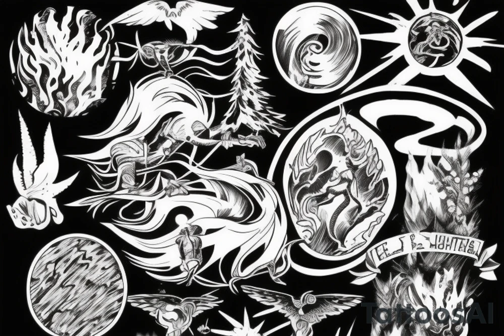 man catching lightning on the top of the mountain tattoo idea