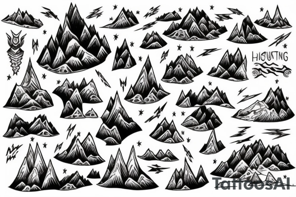 man catching lightning on the top of the mountain tattoo idea