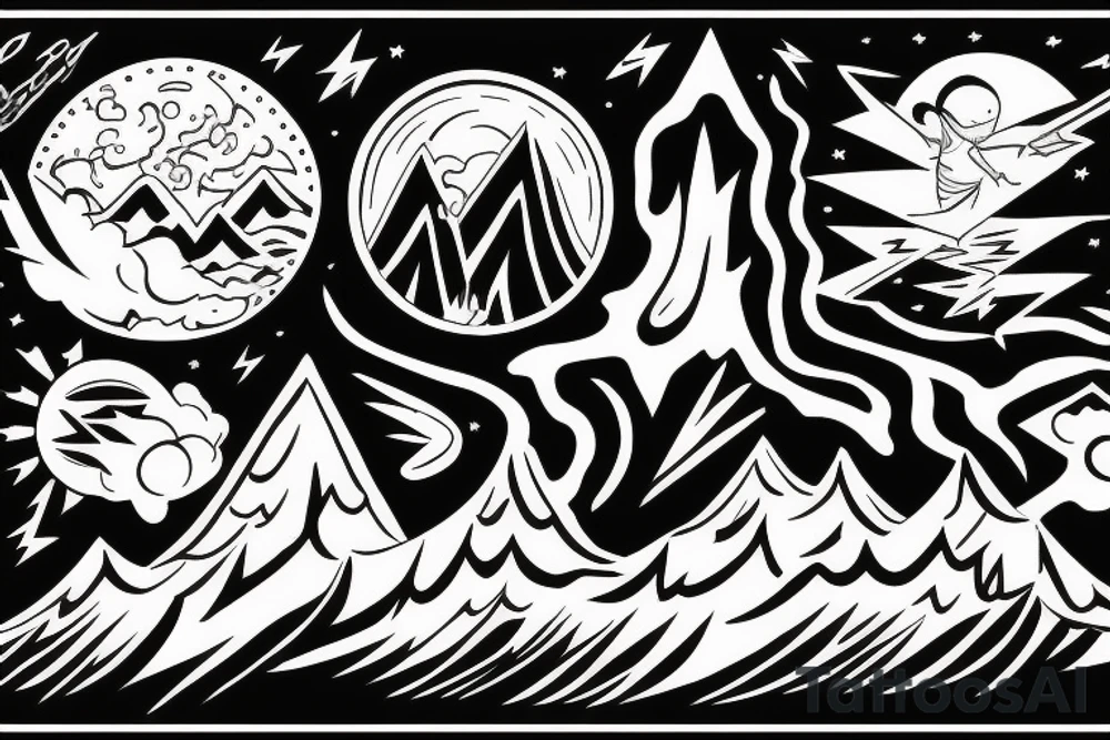 man catching lightning on the top of the mountain tattoo idea
