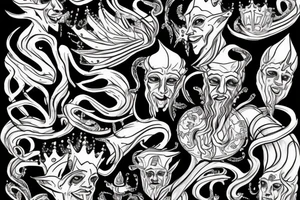 king and jester catching lightning on the mountain tattoo idea
