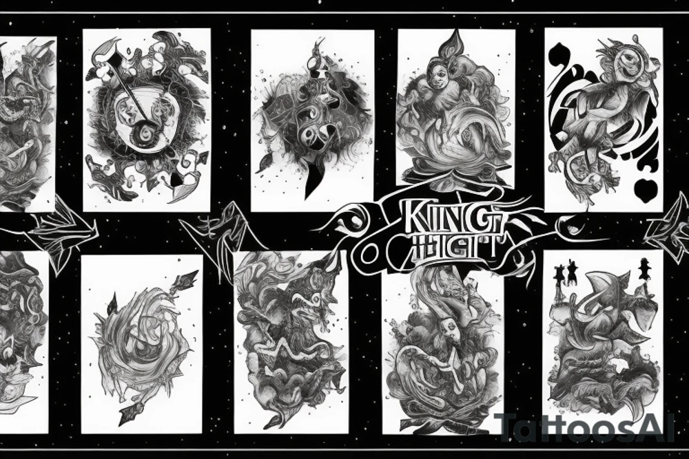 king and jester catching lightning on the mountain tattoo idea