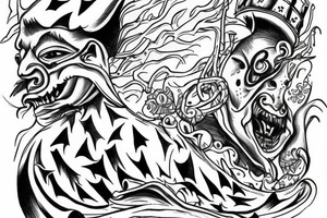 king and jester catching lightning on the mountain tattoo idea