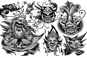 king and jester catching lightning on the mountain tattoo idea