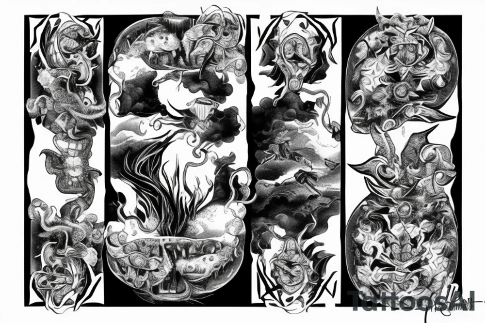 king and jester catching lightning on the mountain tattoo idea