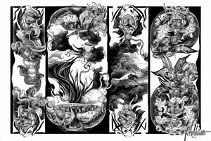 king and jester catching lightning on the mountain tattoo idea