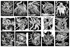 king and jester catching lightning on the mountain tattoo idea