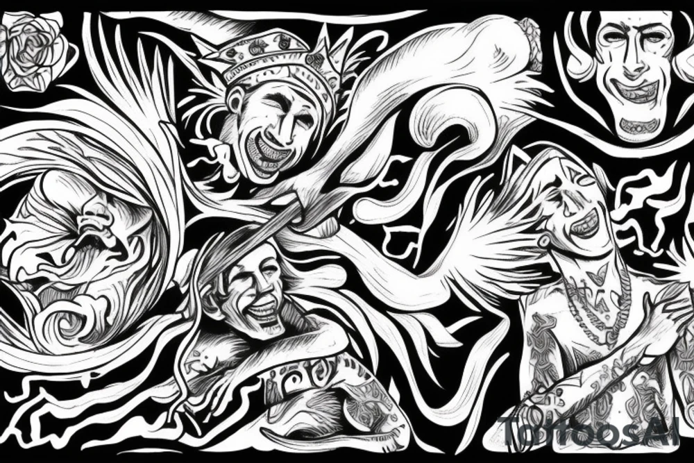 king and jester catching lightning on the mountain tattoo idea