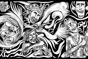 king and jester catching lightning on the mountain tattoo idea