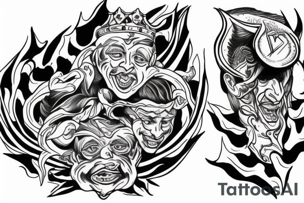 king and jester catching lightning on the mountain tattoo idea