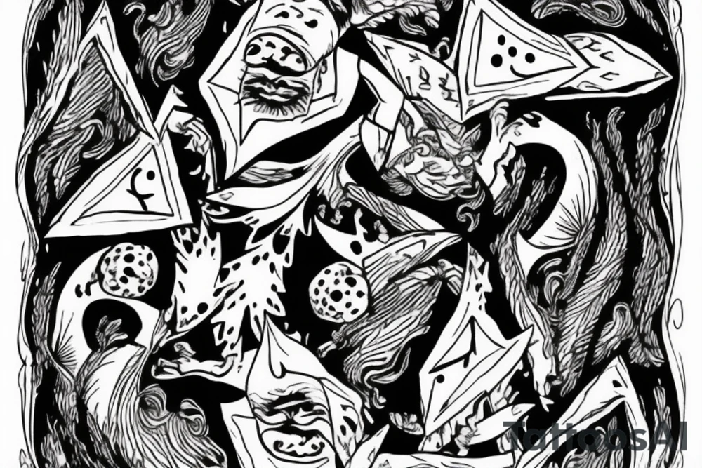 king and jester catching lightning on the top of the mountain tattoo idea