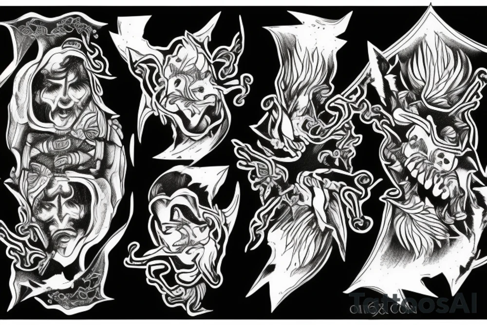 king and jester catching lightning on the top of the mountain tattoo idea