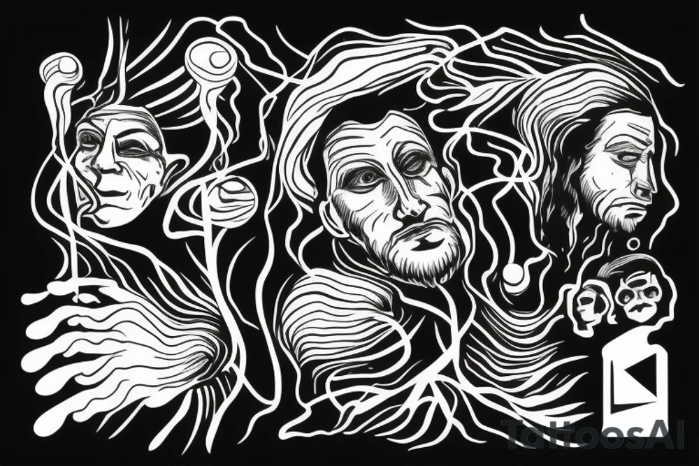man with lightning in hand on the top of the mountain tattoo idea