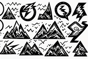 man with lightning in hand on the top of the mountain tattoo idea