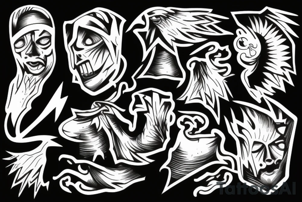 man with lightning in hand on the top of the mountain tattoo idea