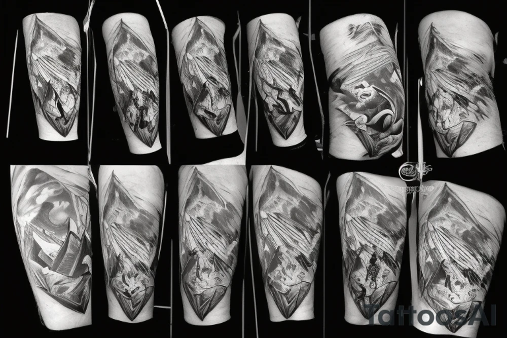 man with lightning in hand on the top of the mountain tattoo idea