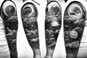 Space with planets with nature tattoo idea