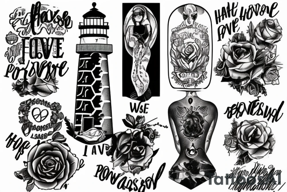 Halsey inspired 
If I can’t have love I want power
the tradition 
lighthouse tattoo idea