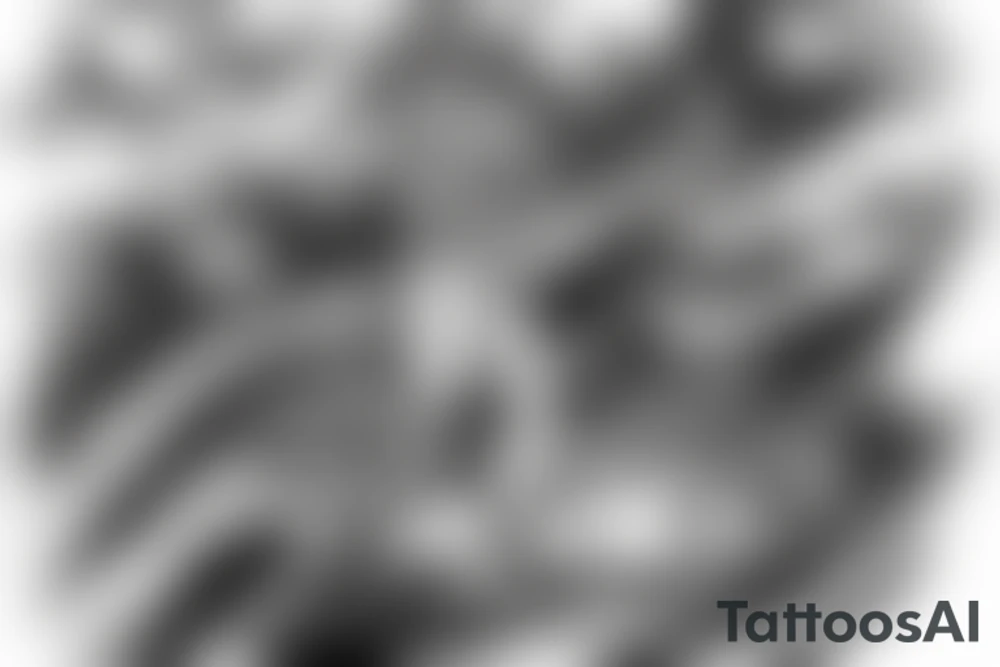 man with lightning in hand on the top of the mountain tattoo idea