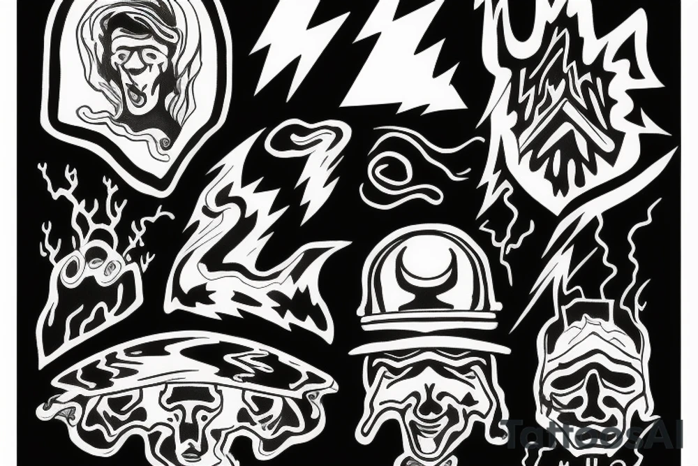 man with lightning in hand on the top of the mountain tattoo idea