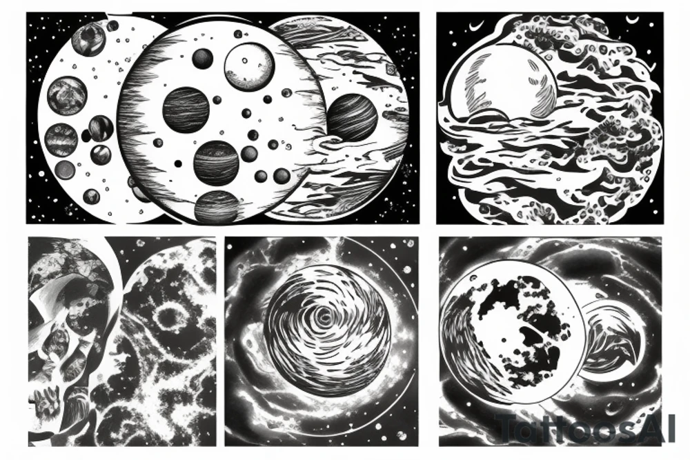 Space with planets with nature tattoo idea