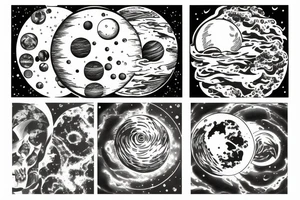 Space with planets with nature tattoo idea