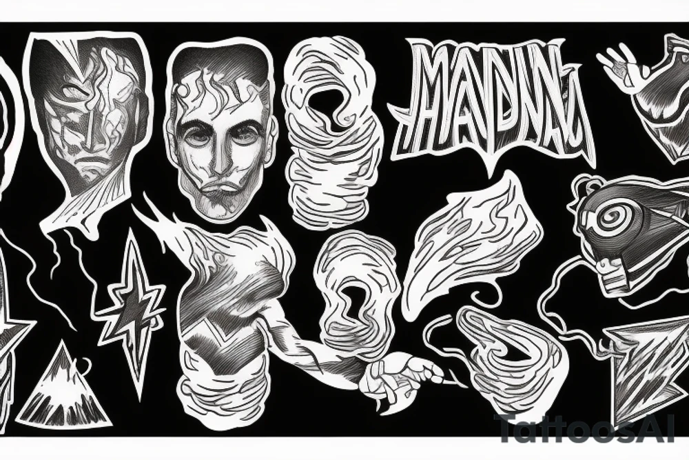 man with lightning in hand on the top of the mountain tattoo idea