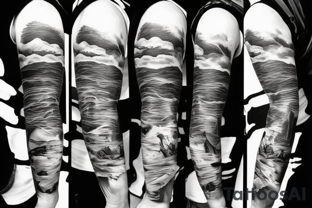 man with lightning in hand on the top of the mountain tattoo idea