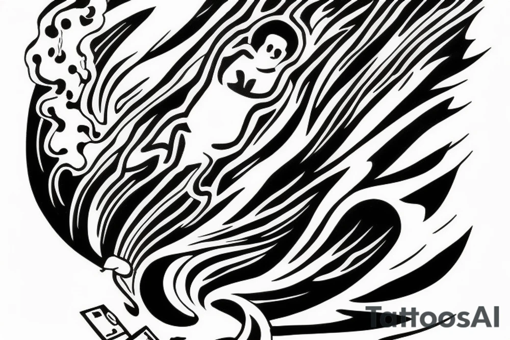 man with lightning in hand on the top of the mountain tattoo idea