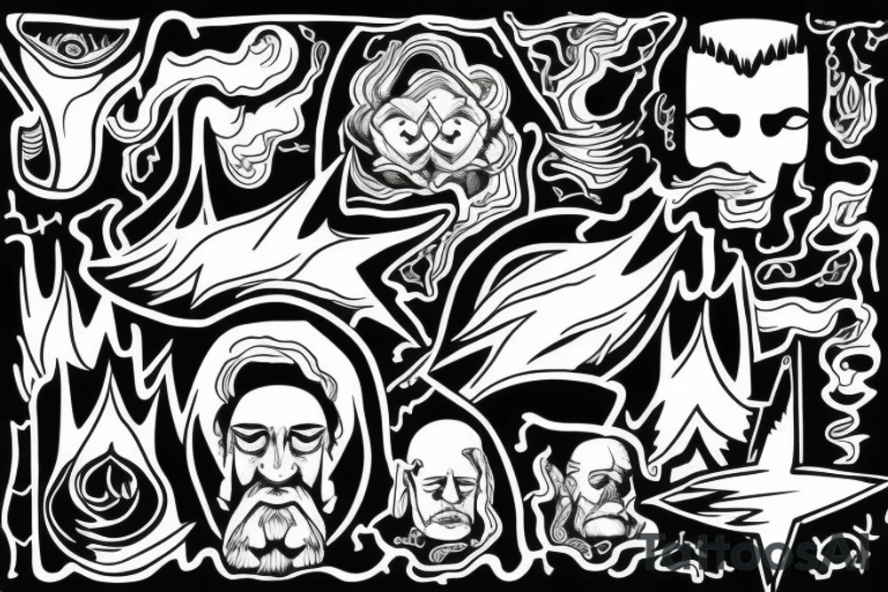 man with lightning in hand on the top of the mountain tattoo idea
