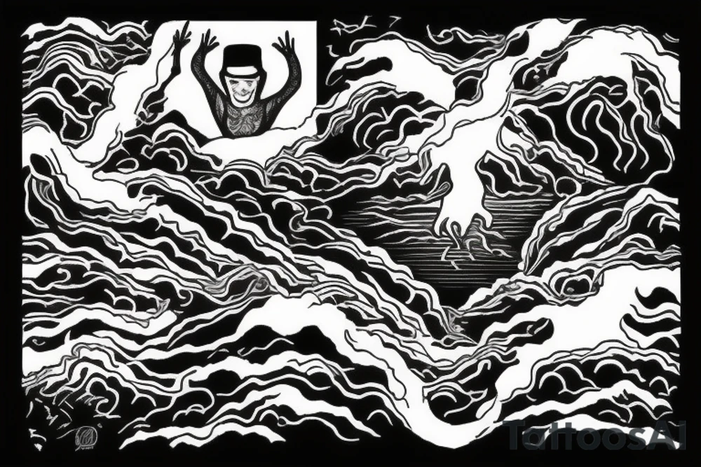 man with lightning in hand on the top of the mountain tattoo idea
