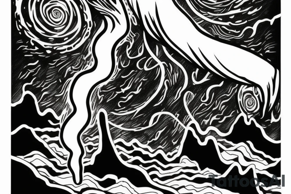 man with lightning in hand on the top of the mountain tattoo idea
