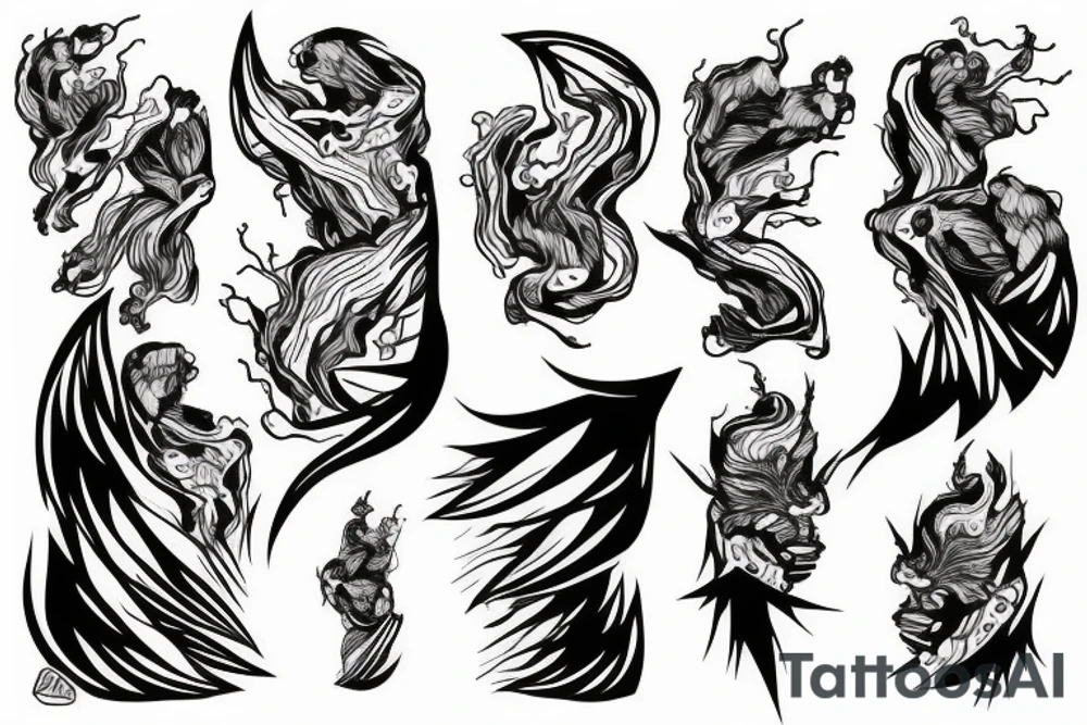 man with lightning in hand on the top of the mountain tattoo idea