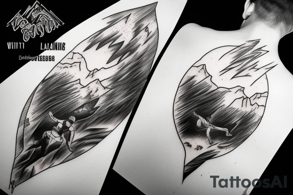 man with lightning in hand on the top of the mountain tattoo idea