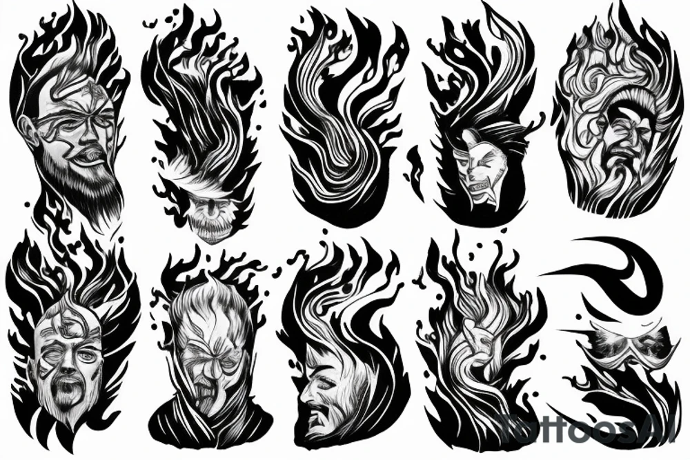 man with lightning in hand on the top of the mountain tattoo idea
