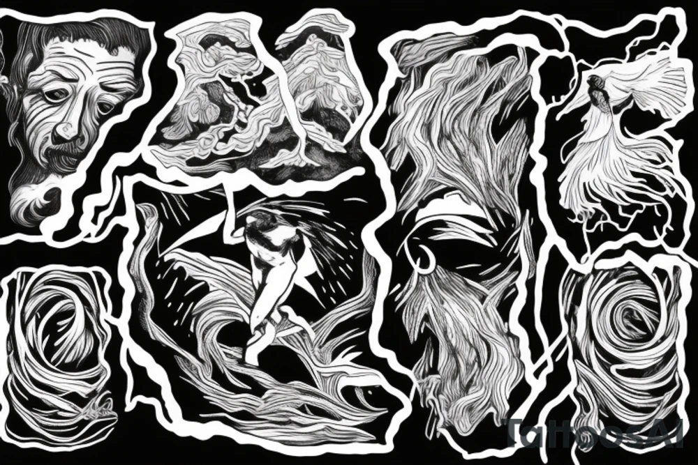 man with lightning in hand on the top of the mountain tattoo idea