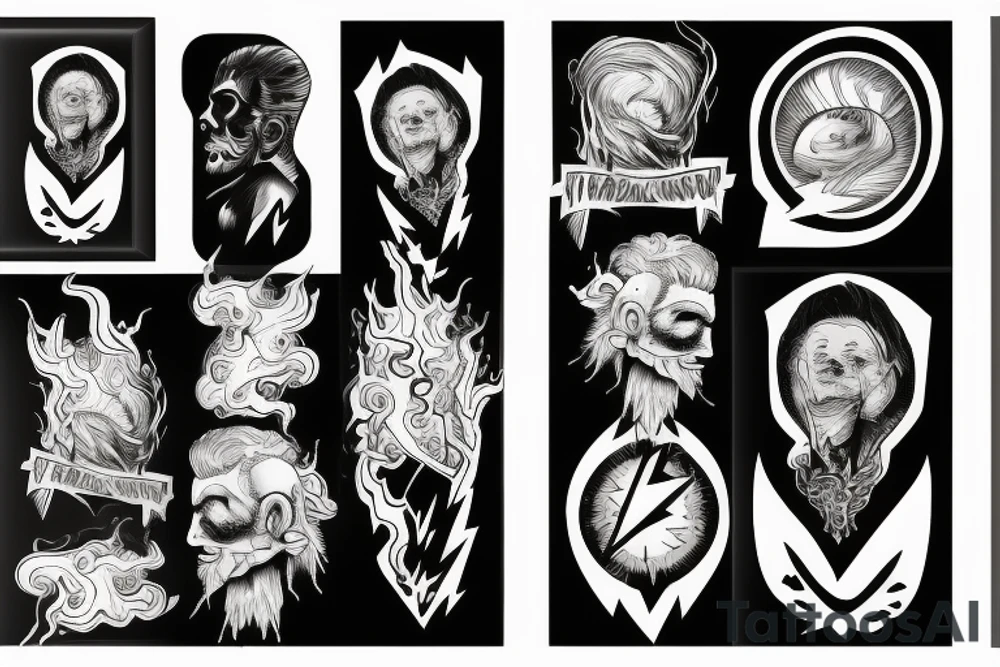 man with lightning in hand on the top of the mountain tattoo idea