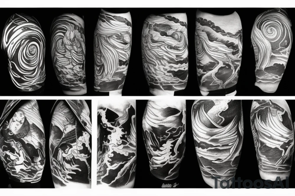 man with lightning in hand on the top of the mountain tattoo idea