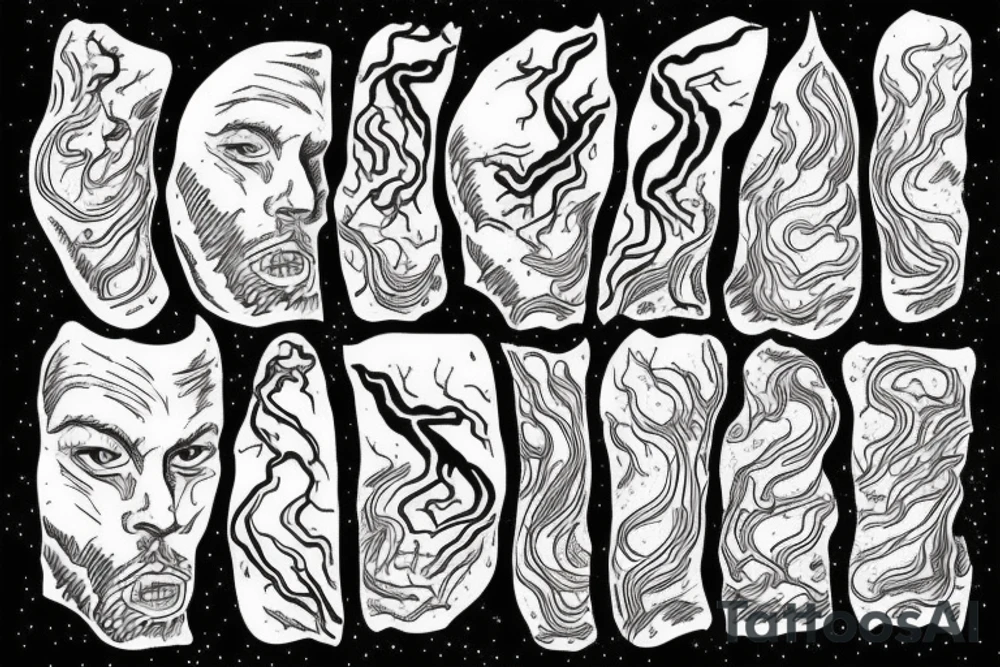 man with lightning in hand on the top of the mountain tattoo idea