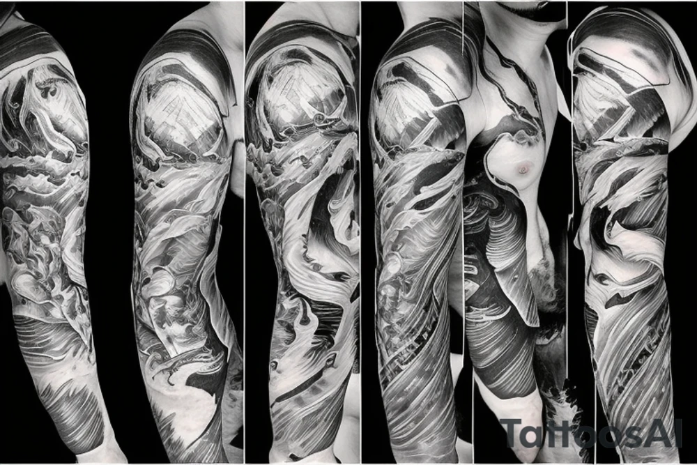 man with lightning in hand on the top of the mountain tattoo idea