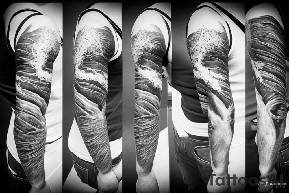 man with lightning in hand on the top of the mountain tattoo idea