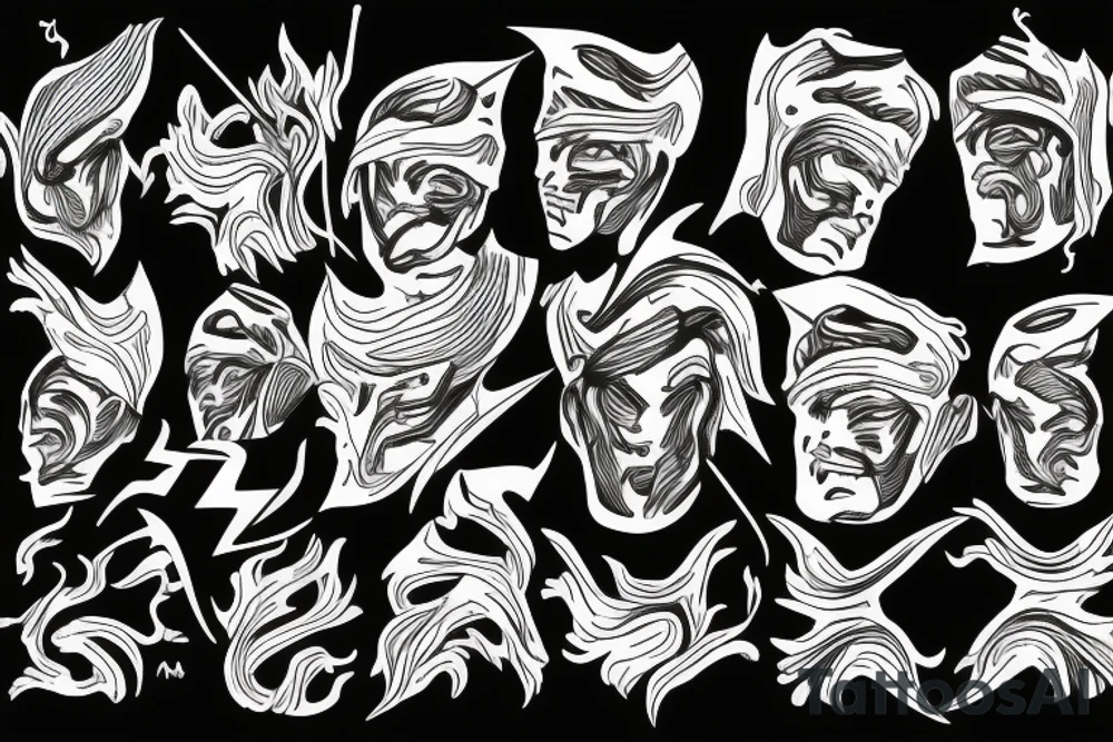 man with lightning in hand on the top of the mountain tattoo idea